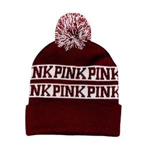 PINK Victoria secret winter hat in burgundy 
Beanie with Pom Pom